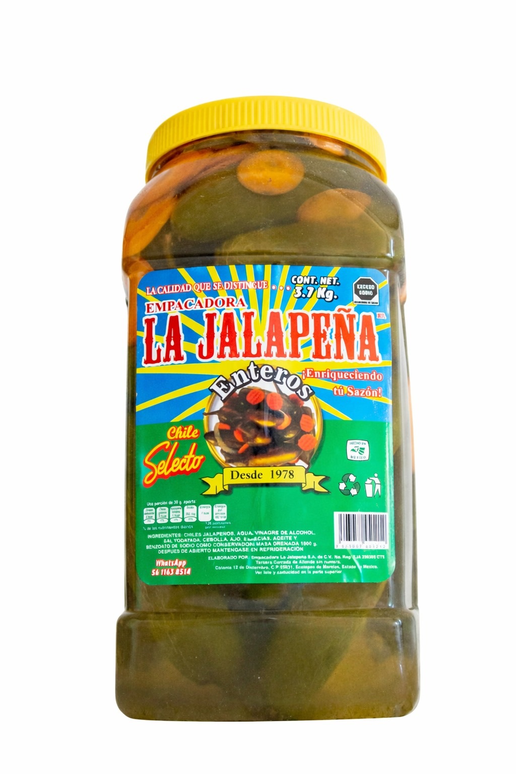 Chiles Jalapeños Enteros La Jalapeña  3.7 Kg