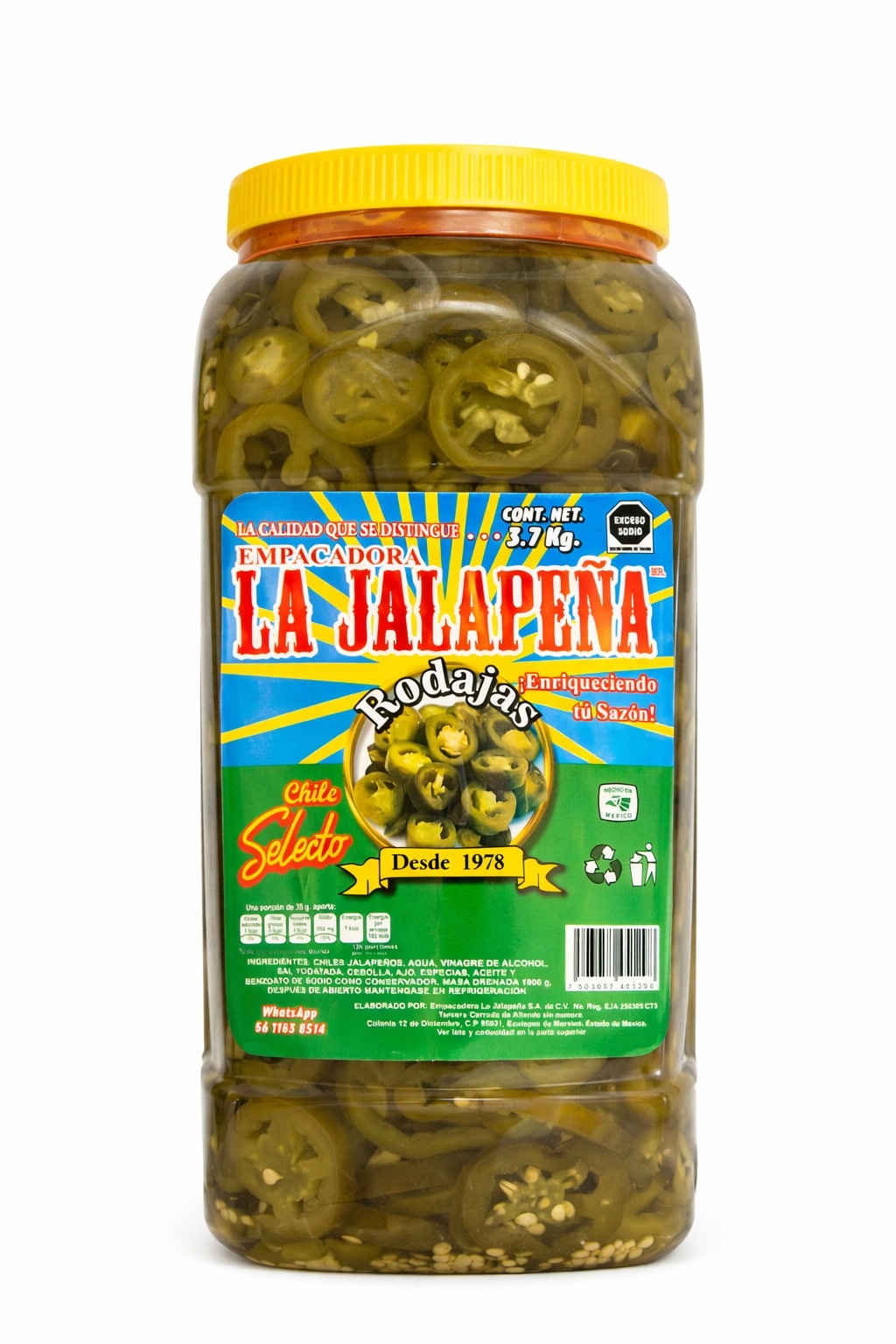 Chiles Jalapeños Nachos La Jalapeña  3.7 Kg